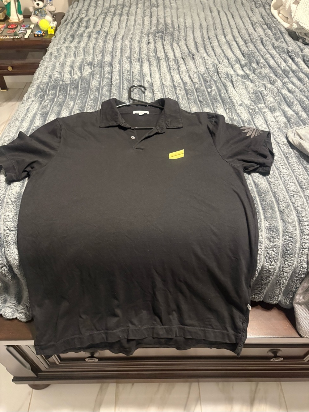 James Perse Black Polo with Yellow Chest Patch